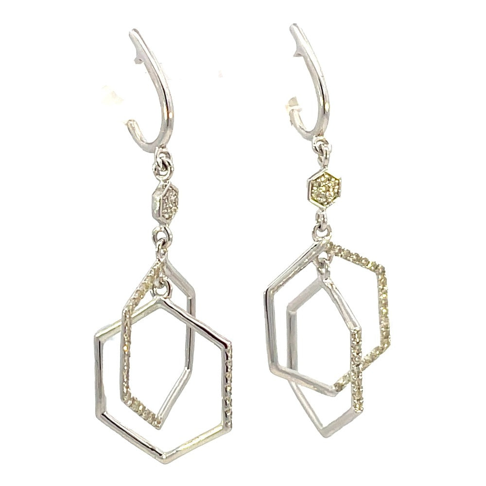 10KW Double Octagonal Diamond Drop Earrings 1/4 CTW angle 2
