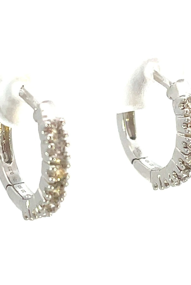 10K White Gold Diamond Hoop Earrings .25 CTW angle 2