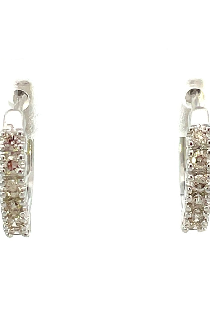 10K White Gold Diamond Hoop Earrings .25 CTW