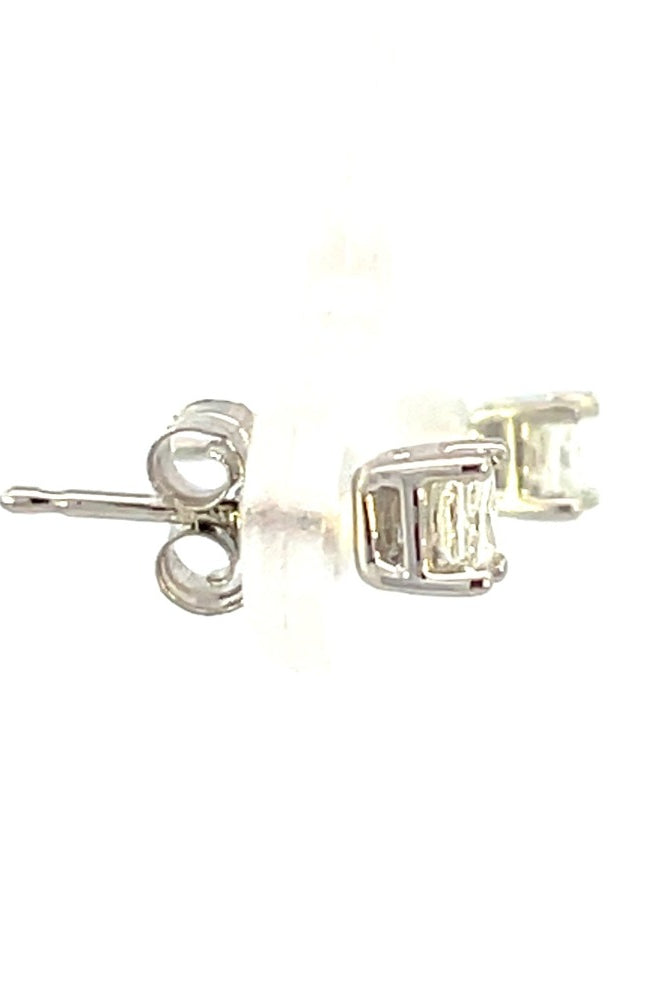 14K White Gold Princess Cut Diamond Stud Earrings 1/3 CTW backs