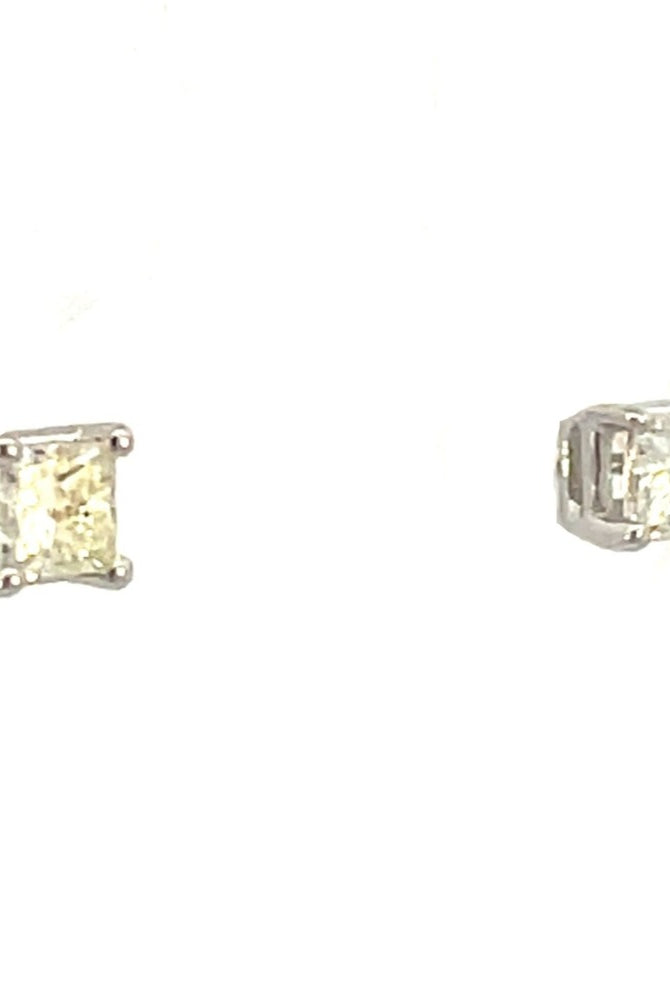 14K White Gold Princess Cut Diamond Stud Earrings 1/3 CTW side