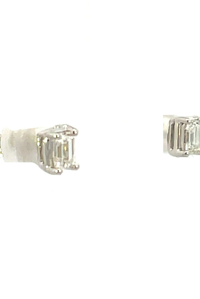 14KW Emerald Cut Diamonds Stud Earrings 1/4 CTW sides