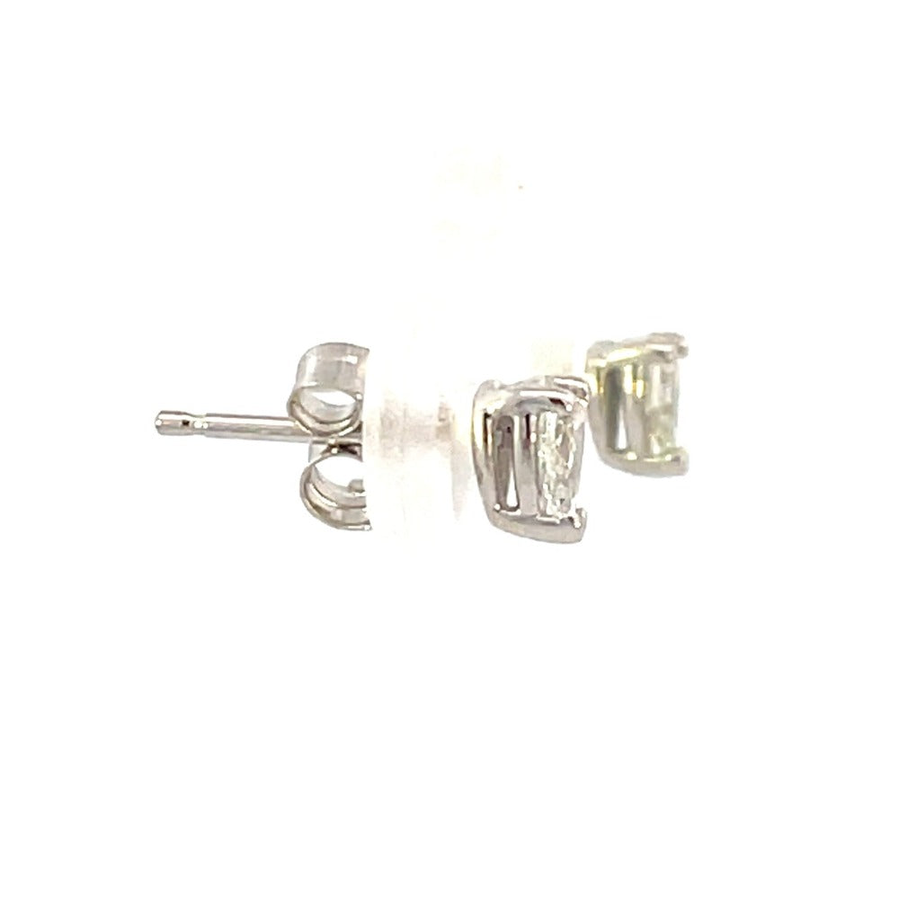 14KW Pear Shaped Diamond Stud Earrings 1/6 CTW backs