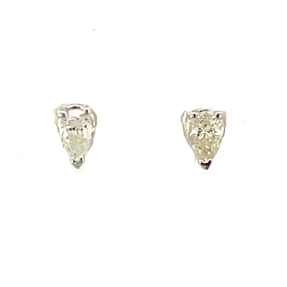 14KW Pear Shaped Diamond Stud Earrings 1/6 CTW