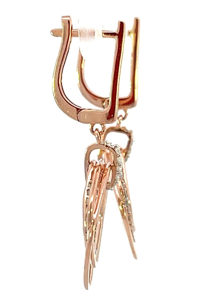 10K Rose Gold Diamond Dangle Fashion Earrings 1/3 CTW from side