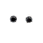 front view of 4 carat total weight black diamond studs