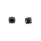 front view of 3 carat total weight black diamond stud earrings