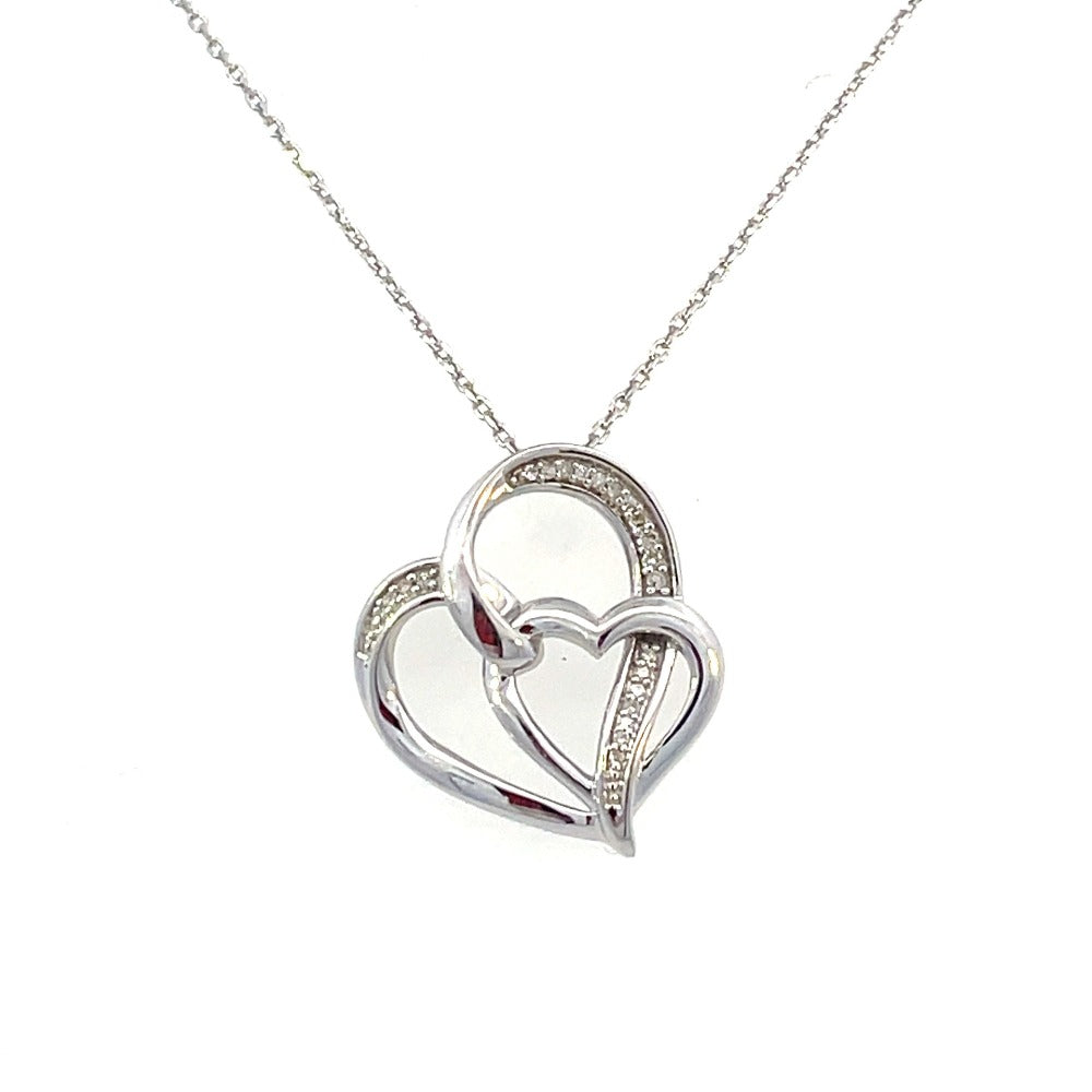 Two Hearts Diamond Pendant in 18KT Rose Gold