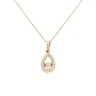 front view of yellow gold and diamond ROL pendant.