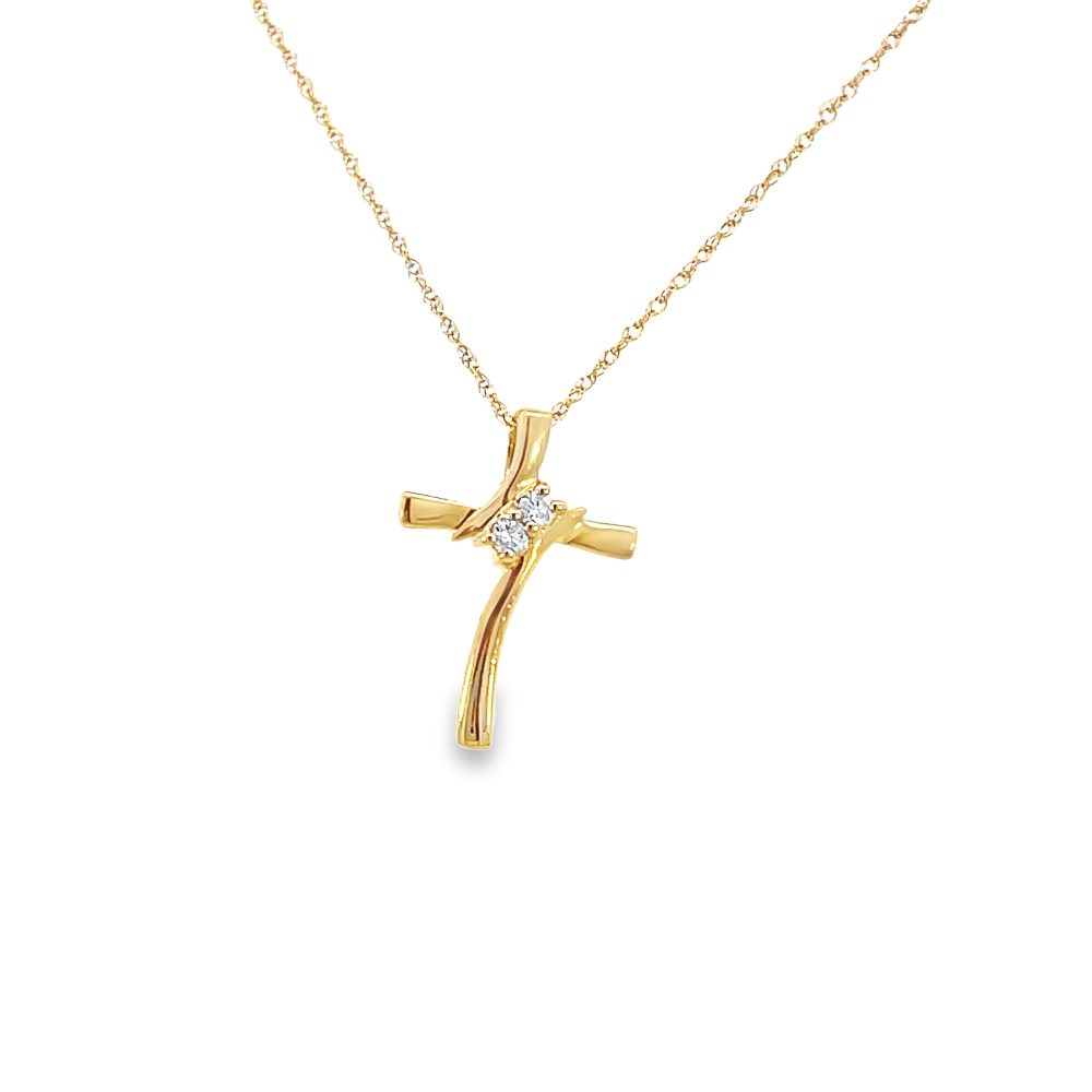 front view of 10ky gold variant of twogether cross pendant.