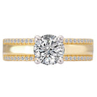Round Wide Band Semi-Mount Diamond Engagement Ring