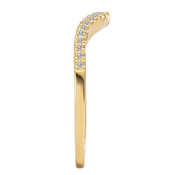 Round Curved Front Diamond Wedding Band