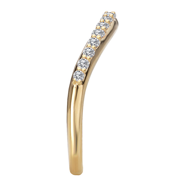 Round Curved Front Diamond Wedding Band
