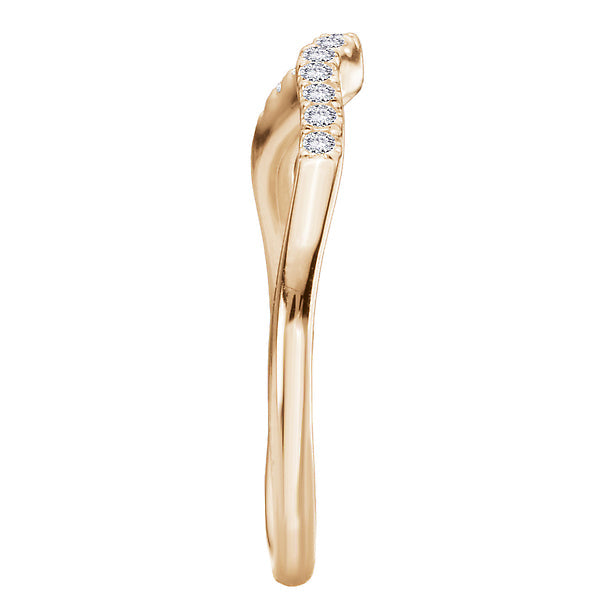 Round Curved Diamond Wedding Band
