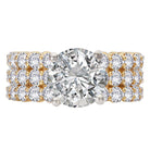 Round Triple Row Band Semi-Mount Diamond Engagement Ring