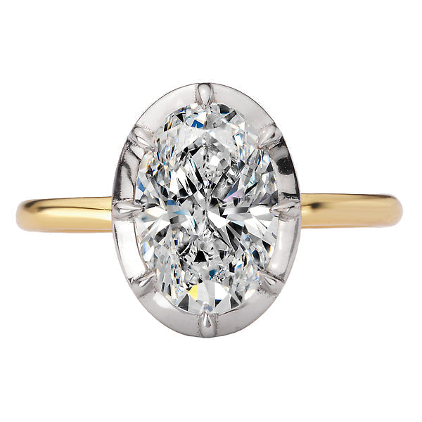 Oval Hidden Halo Semi-Mount Diamond Engagement Ring