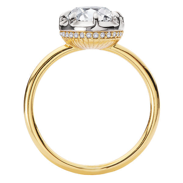 Oval Hidden Halo Semi-Mount Diamond Engagement Ring