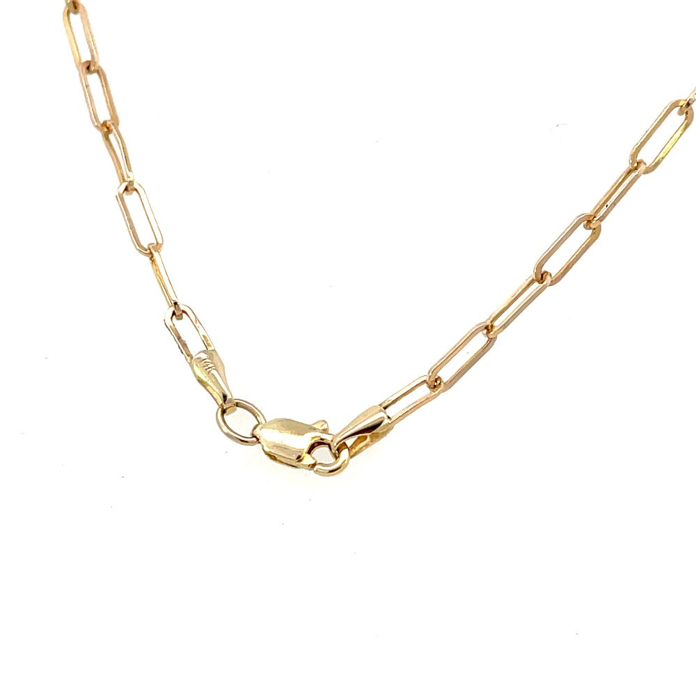 14K Yellow Gold and Diamond Paperclip Necklace Clasp