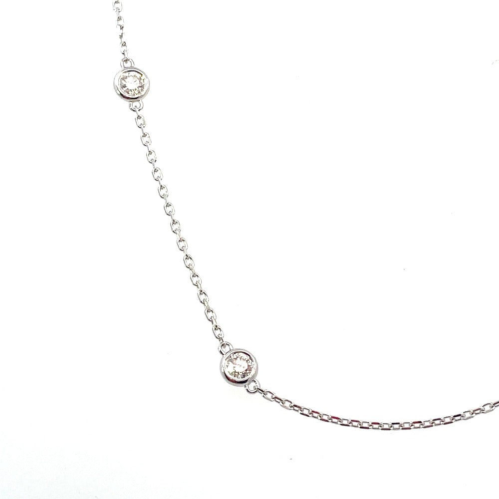 14K white gold diamonds by the yard necklace close up