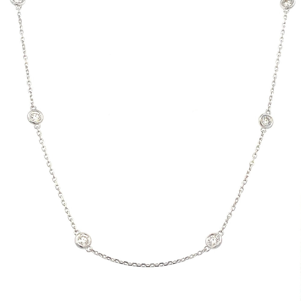 14K white gold diamonds by the yard necklace