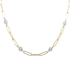 14K Two Tone Diamonds by the Yard Paperclip Necklace .98CTW