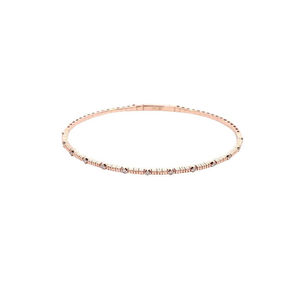 rose gold bangle bracelet with 13 diamonds