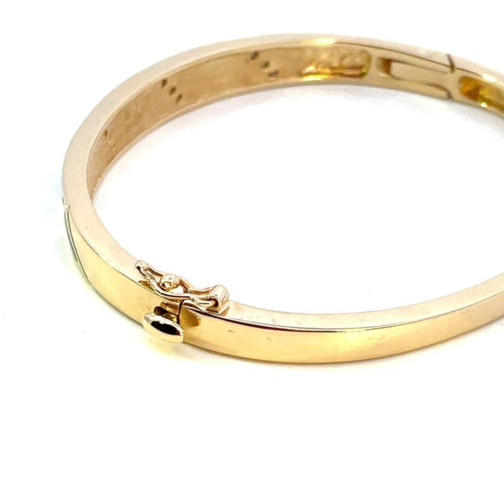 14K Gold Bangle with Diamonds and Black Onyx safety clasp