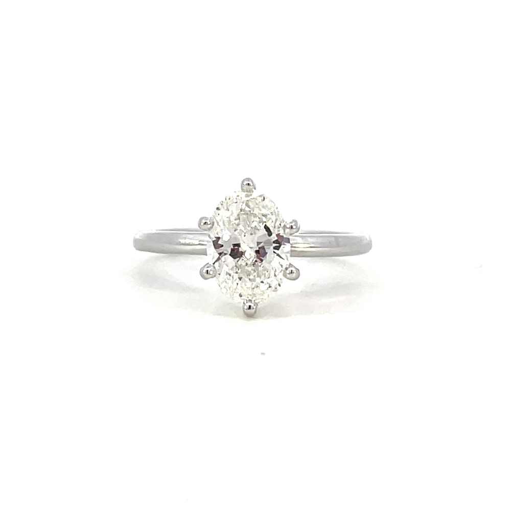 14kw 1.51ct oval solitaire engagement ring.