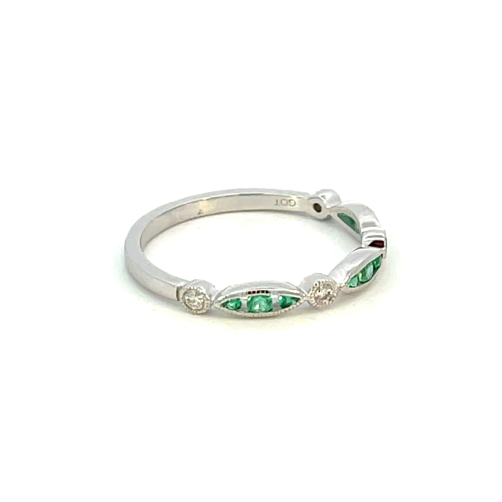 Round and Marquise Shape Birthstone Stackable Ring 