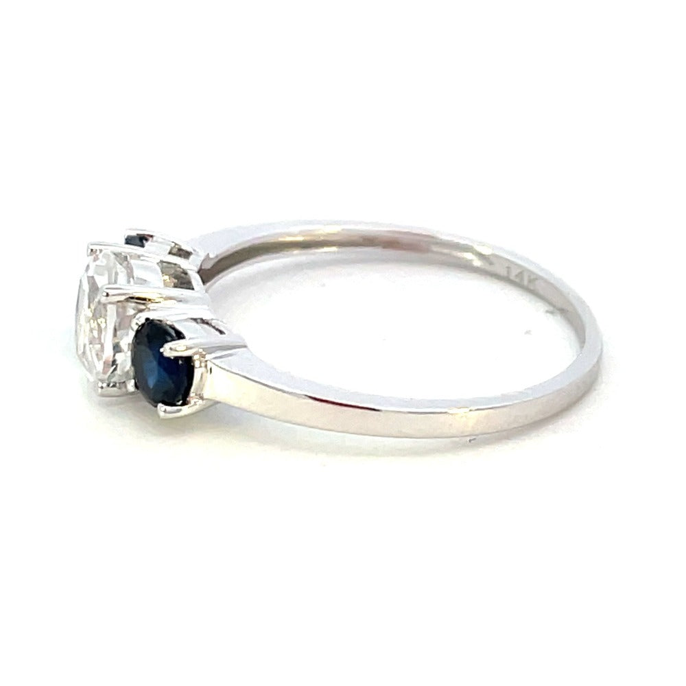 14KW Sapphire and White Topaz Ring side 2