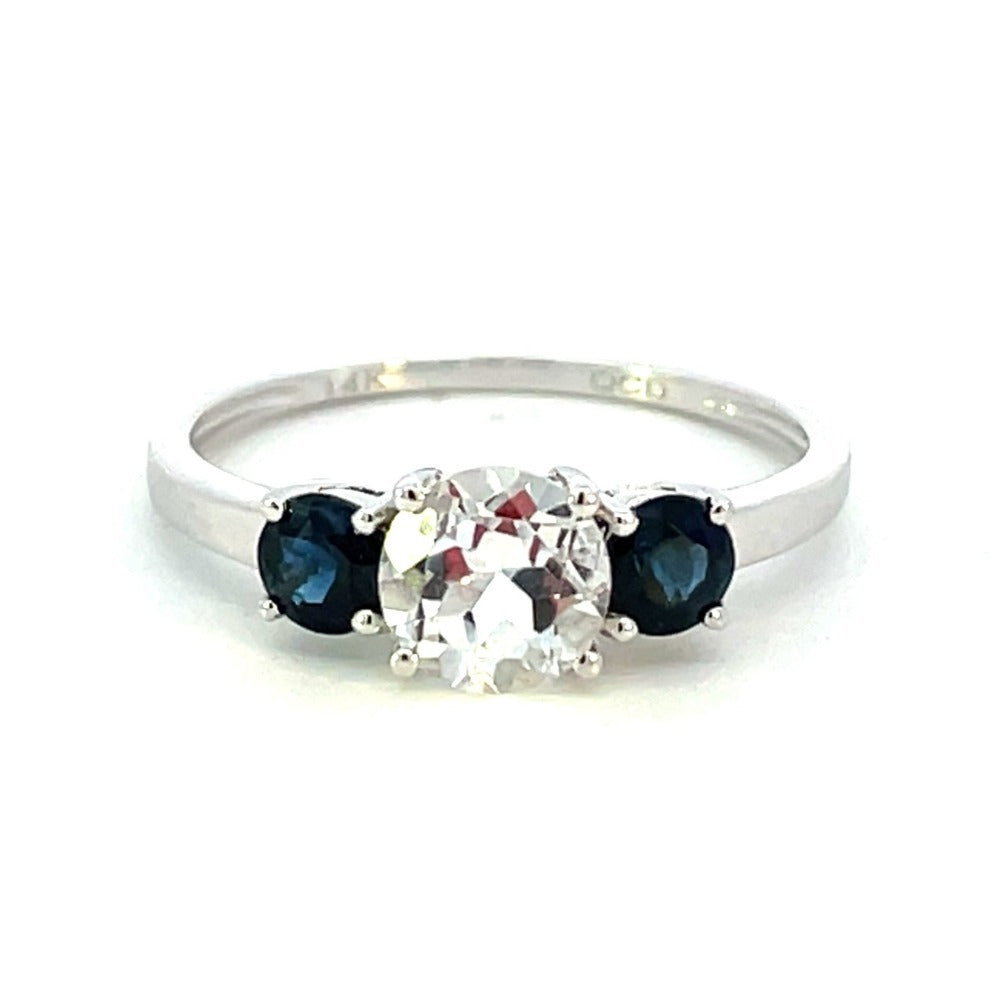 14KW Sapphire and White Topaz Ring