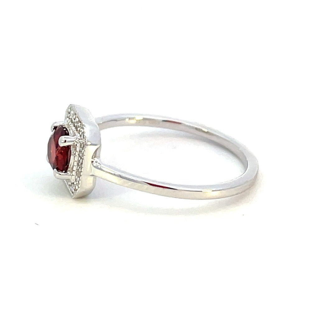 10KW Garnet and Diamond Halo Style Ring side 2