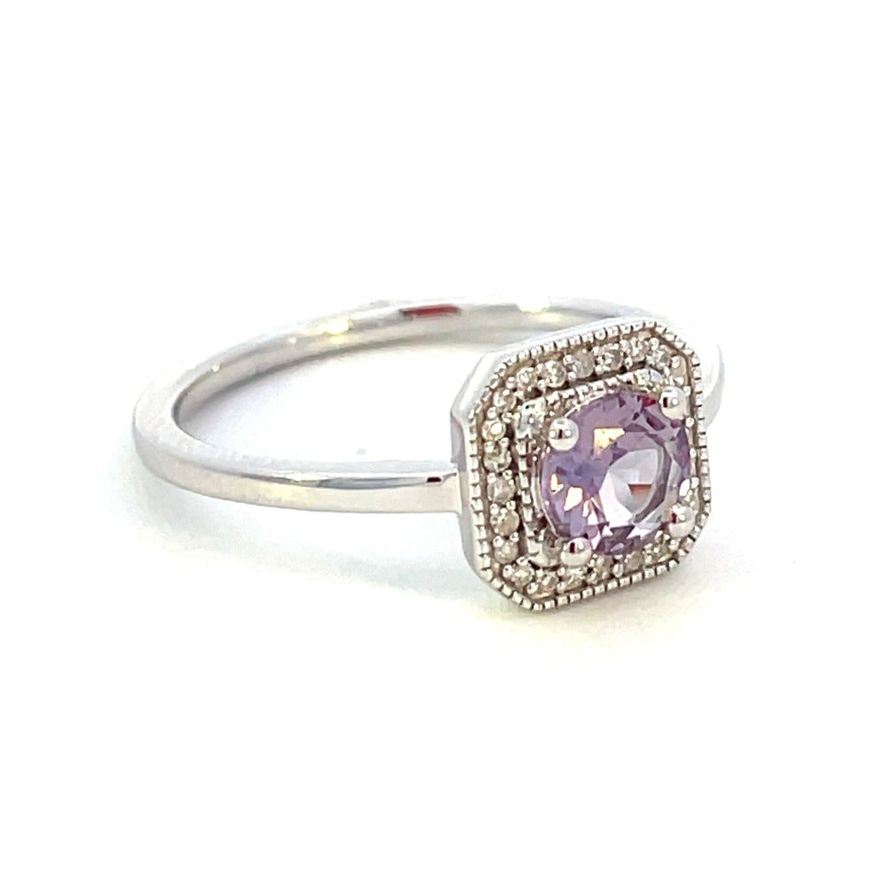 10KW Alexandrite and Diamond Halo Style Ring 1/12 CTW side 1