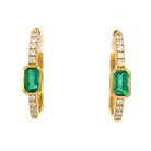 14KY Emerald and Diamond Hoop Earrings