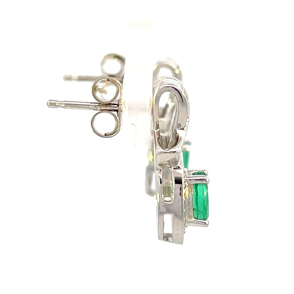 10KW Oval Lab Grown Emerald and Diamond Earrings 1/4 CTW backs