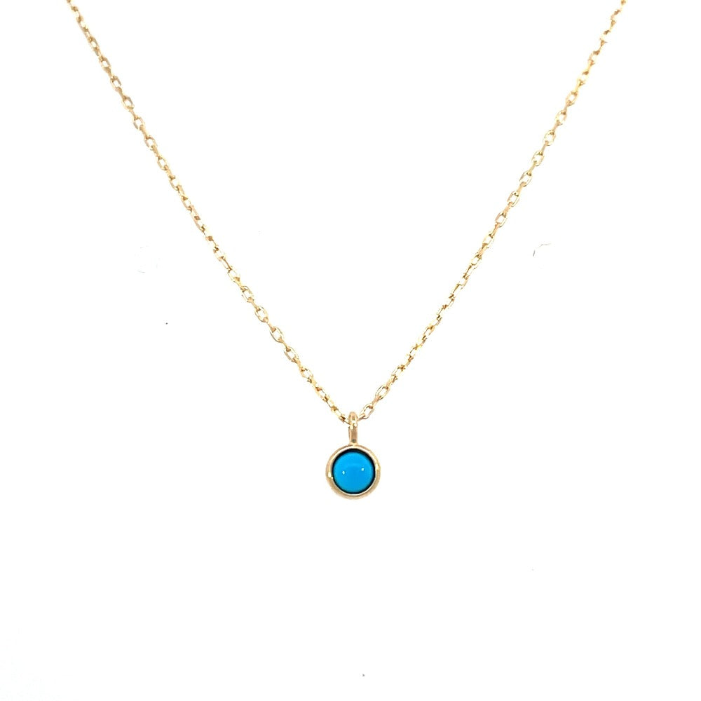 14K Yellow Gold Solitaire Turquoise Necklace | Aurelie Gi
