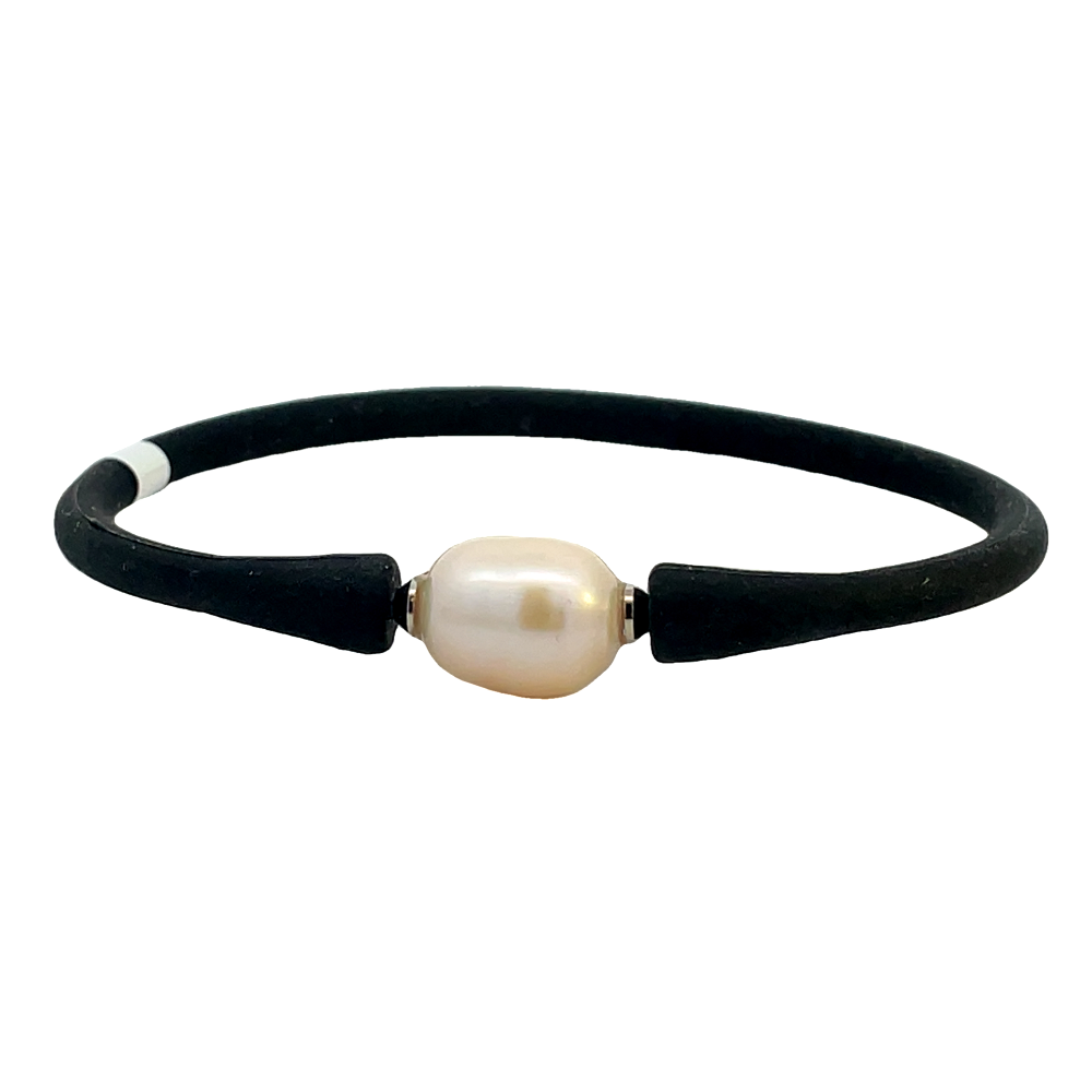 Black Silicon and Freshwater Pearl Bracelet