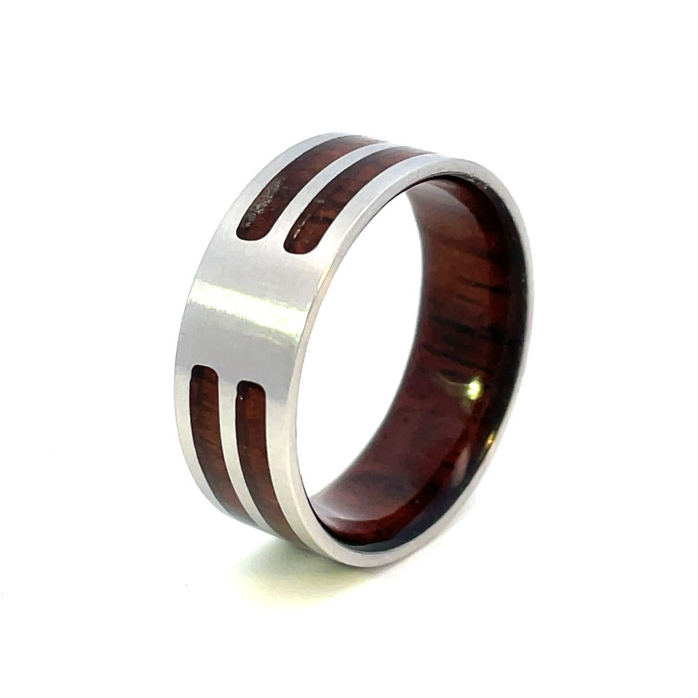 Men's 8mm Cobalt Band with Cocobolo Wood side 2