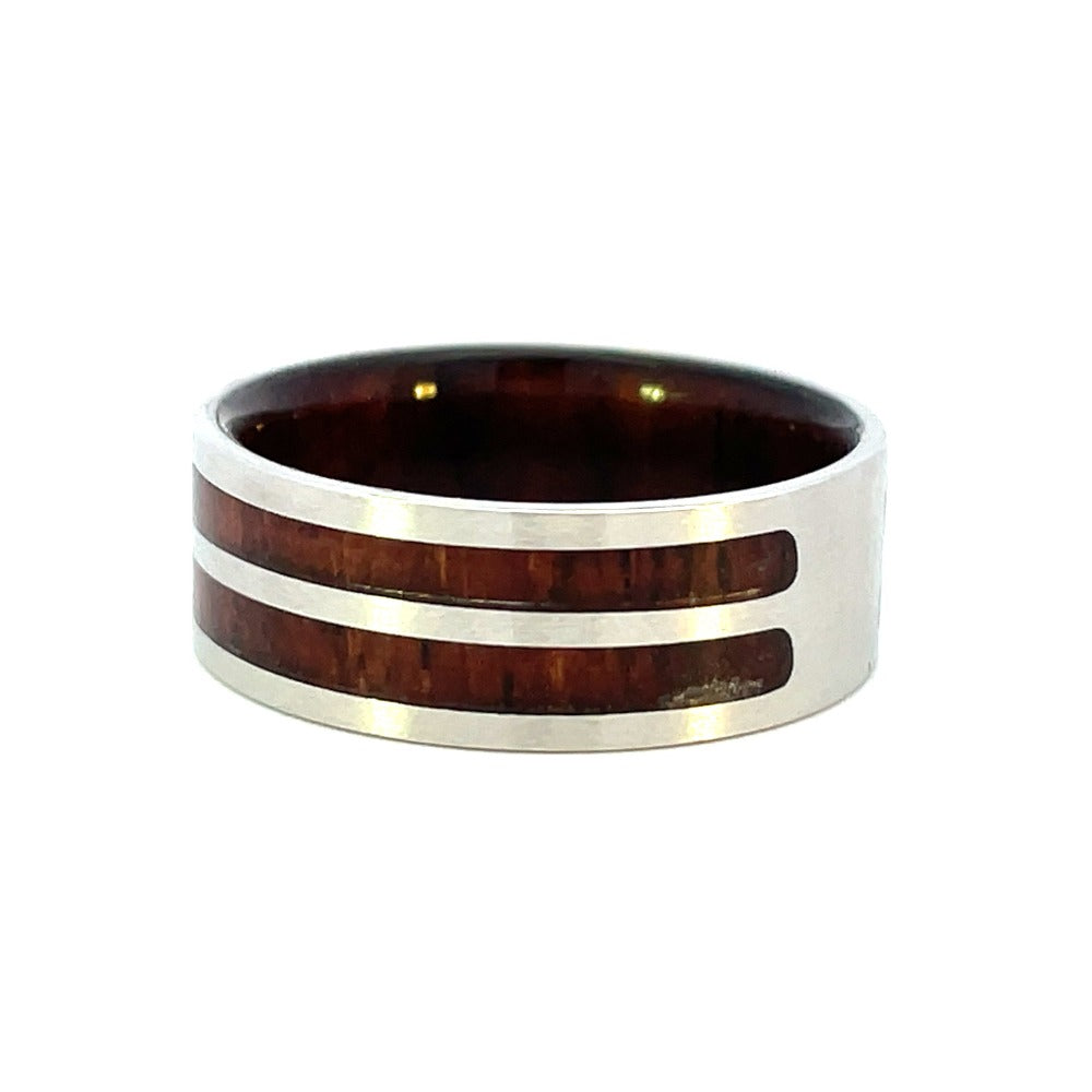 Men's 8mm Cobalt Band with Cocobolo Wood side 1