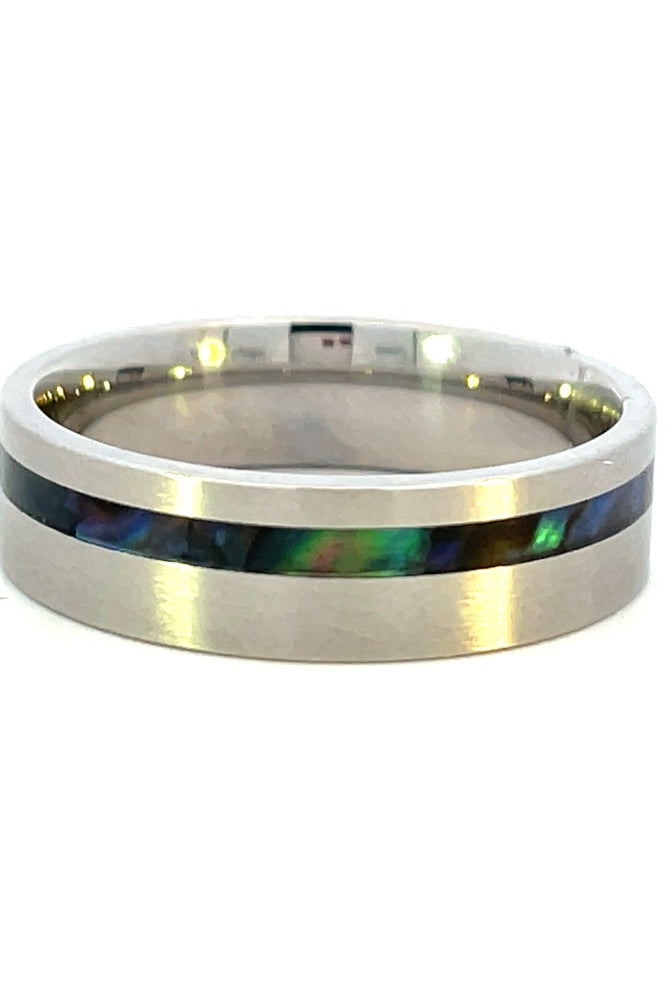 Men's 6mm Minimalist Cobalt Band with Abalone Inlay