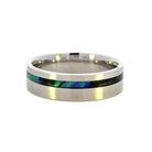 Men's 6mm Minimalist Cobalt Band with Abalone Inlay side 1