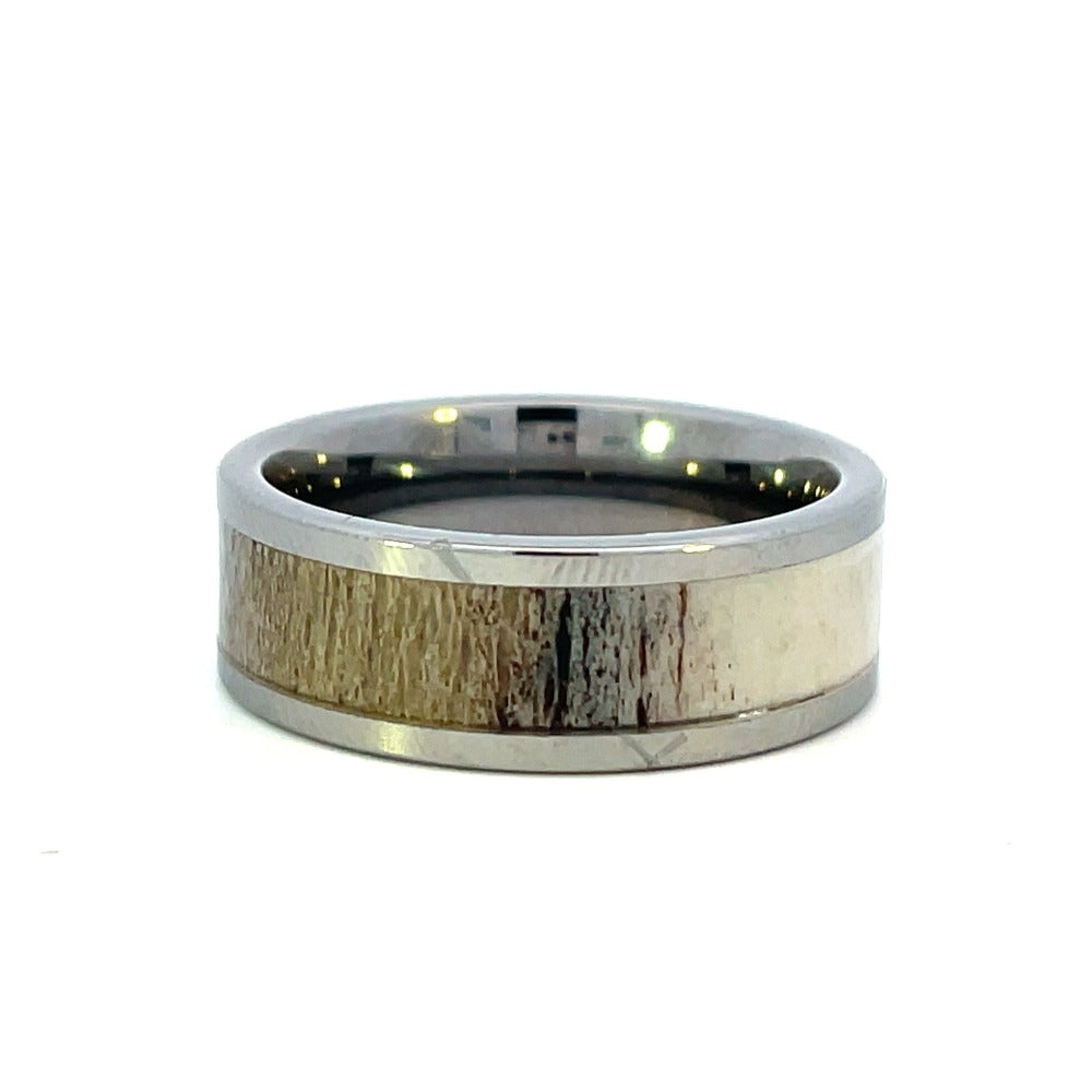 Men's 8mm Tungsten Band with Antler Inlay