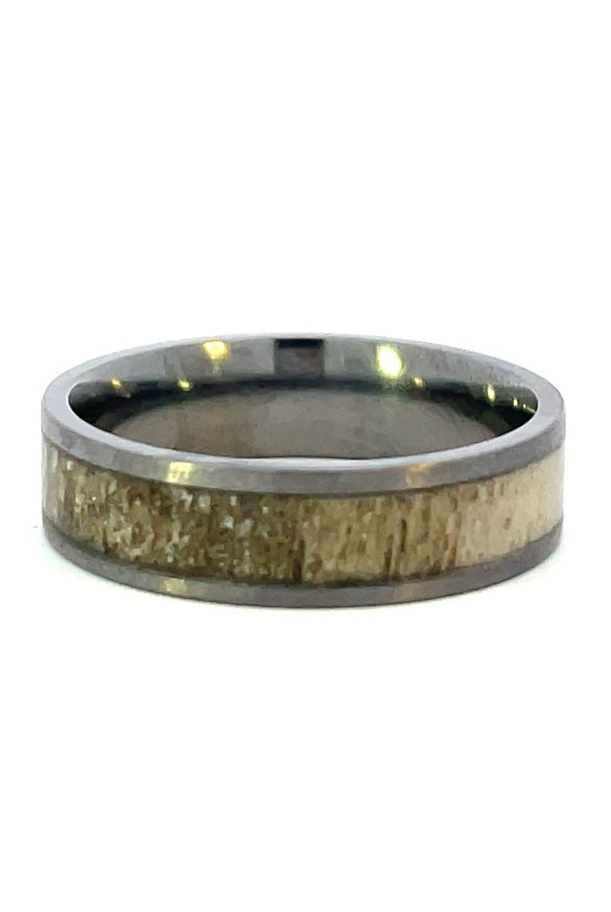 Men's 6mm Tantalum Band with Antler Inlay side 2