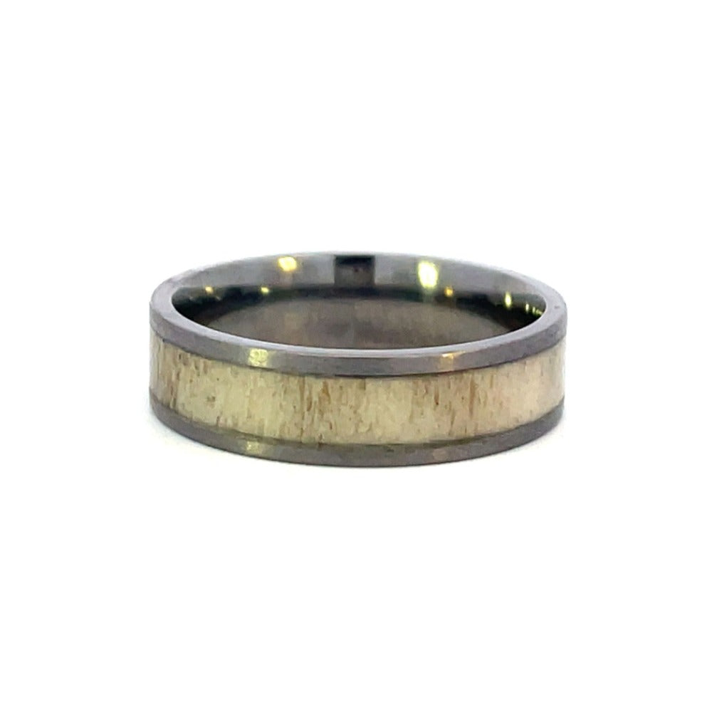 Men's 6mm Tantalum Band with Antler Inlay side 3