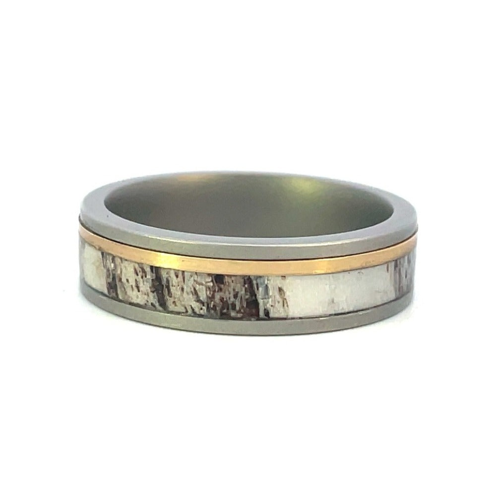 Men's 6mm Cobalt Band with Antler and Gold Inlay