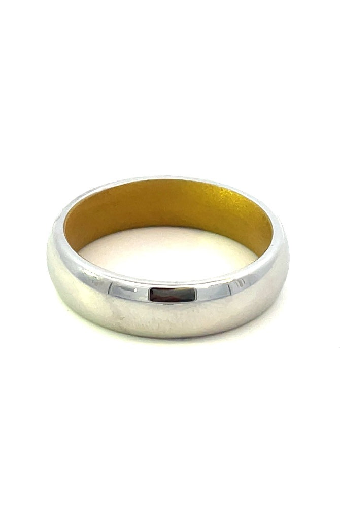 Men's 6mm Cobalt Chrome Domed Band with Yellow Gold Cerakote Sleeve interior