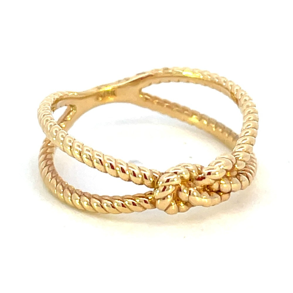 14K Yellow Gold Rope Knot Fashion Ring side 1