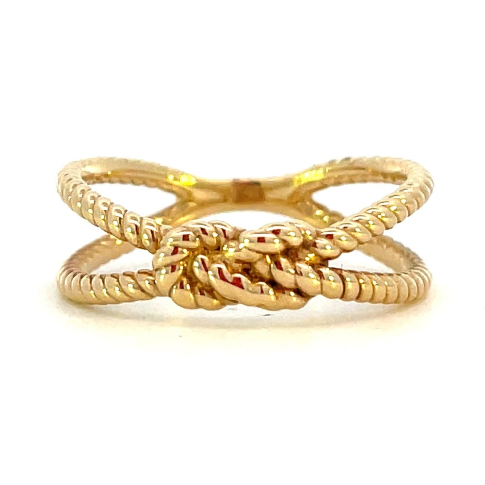 14K Yellow Gold Rope Knot Fashion Ring