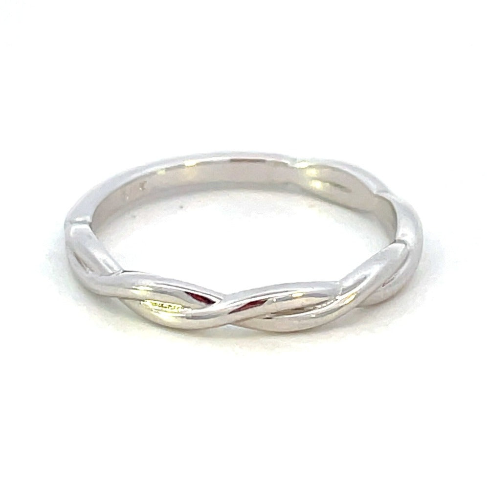 14K White Gold Twisted Band side 1