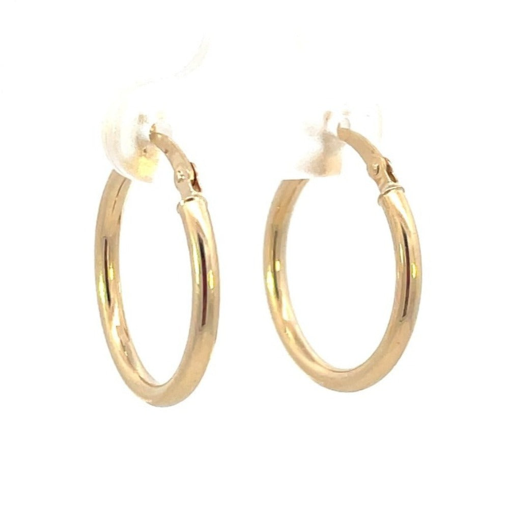 10K Yellow Gold Round Hoop Earrings 20mm